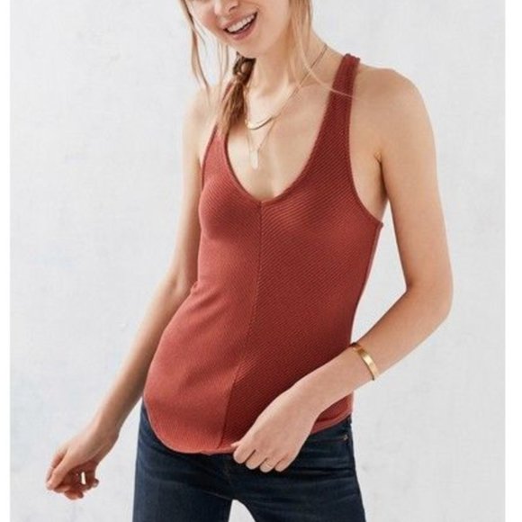 Urban Outfitters Project Social T V-Neck Ribbed Finley Racerback Tank Top - Picture 1 of 7